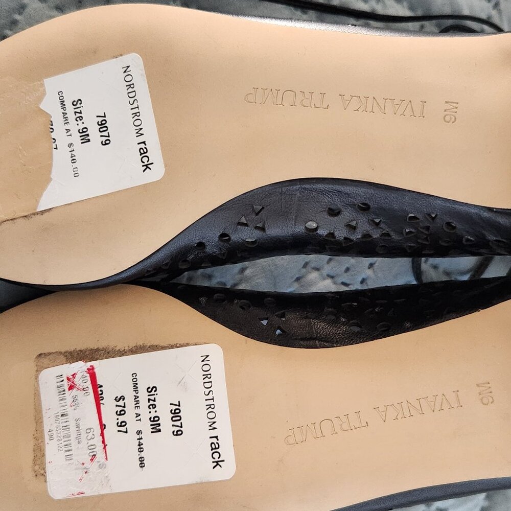 Ivanka black leather ankle tie flats NWT size 9 - Picture 6 of 11